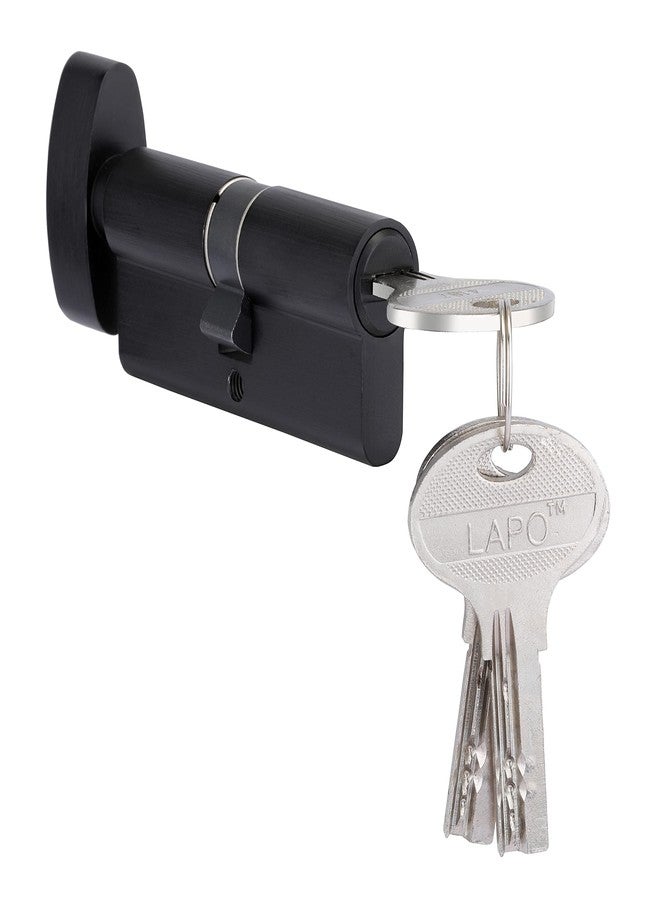 LAPO 70 mm Brass Cylinder Lock for Mortise Handle Locks Fittings for Wooden Door | Cylinder Lock with 3 Brass Ultra Keys(Black Finish)-Pack of 1 pcs - Image 1